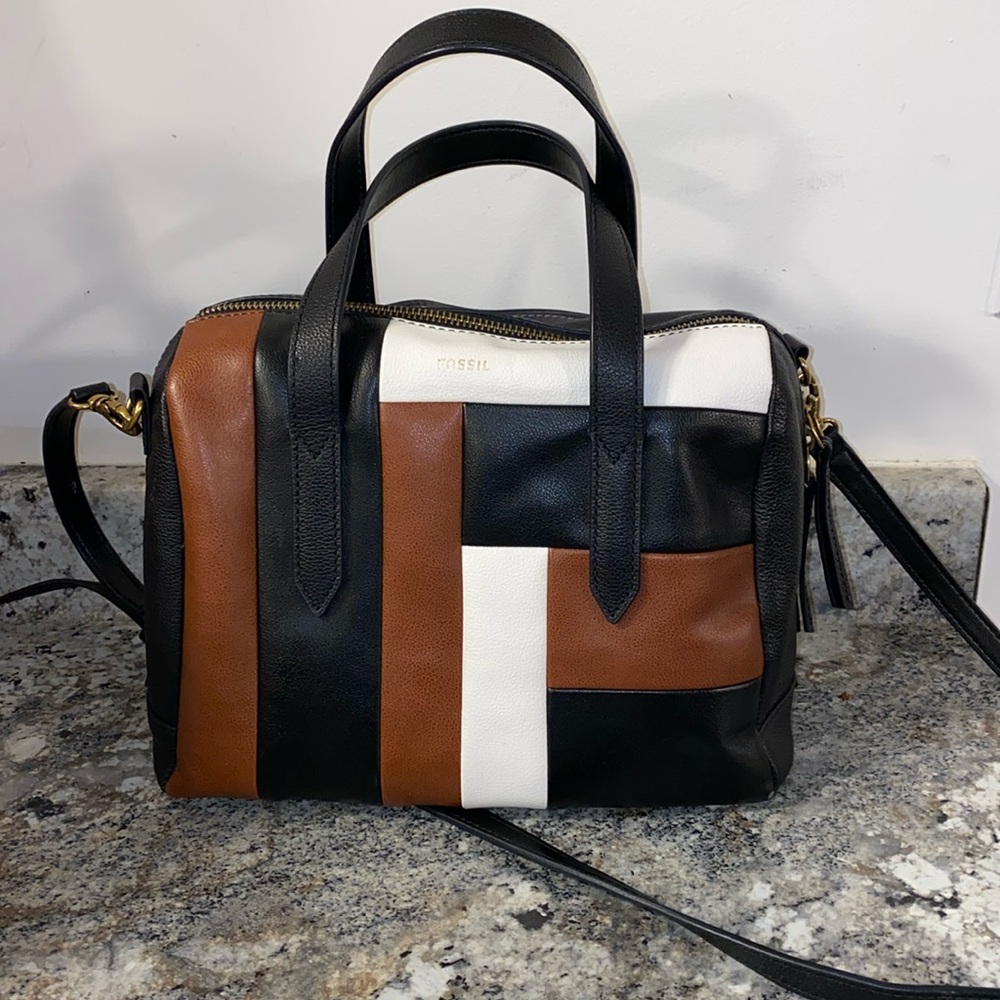 Fossil Women's Crossbody Bag - Black, Brown, and White